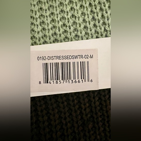 Women’s Simply Southern Green and Brown Striped Distressed Sweater Size Medium - Picture 10 of 12